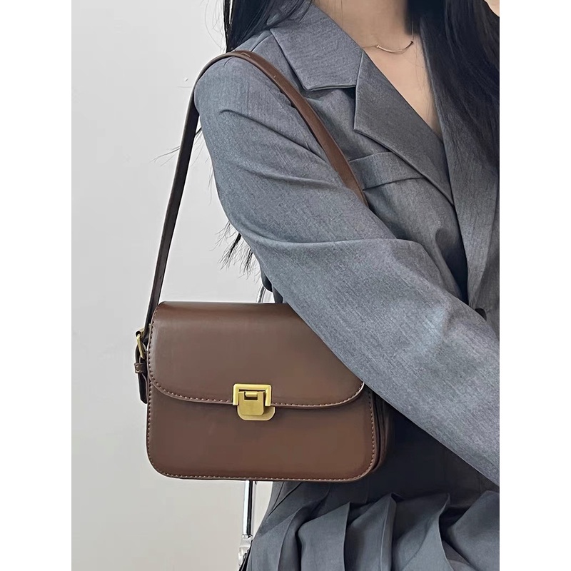 Set túi xách nữ đeo chéo, đeo vai + kep càng cua khóa gập da PU dày dặn 2ly cao cấp hottrend 2022 HT77