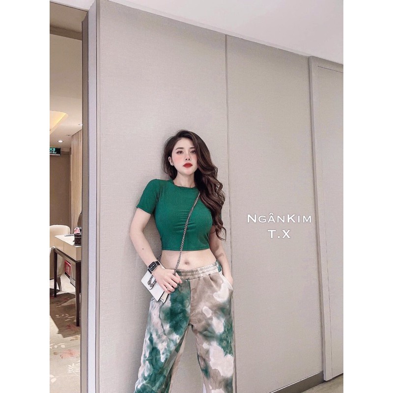 Set đồ nữ Croptop quần dài ống rộng Jogger LOANG cá tính Hàn Quốc trang phục HOT điên đảo mùa Hè luôn - MS175