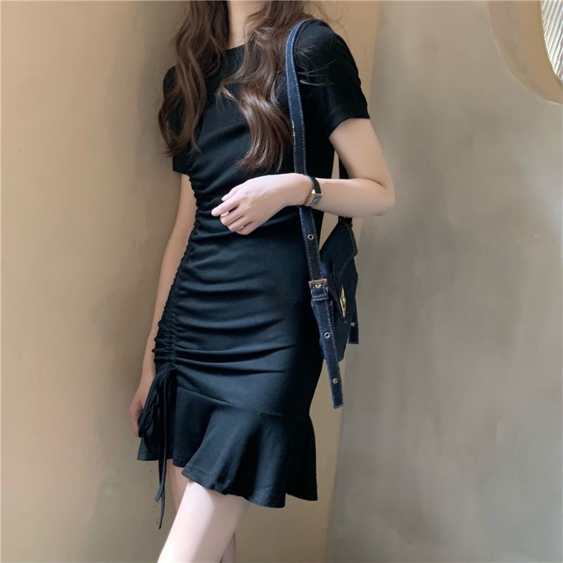 Đầm Thun Trễ Vai Phối Dây Rút Xếp Ly Thời Trang Cho Nữ  tao bao