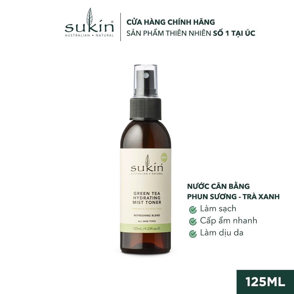 Nước Cân Bằng Dạng Phun Sương Hương Trà Xanh Sukin Green Tea Hydrating Mist Toner 125ml