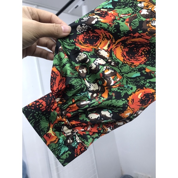 Áo Sơ Mi Lụa Satin Cao Cấp Hoạ Tiết Hoa Form Dài Tay Bồng 48-75kg