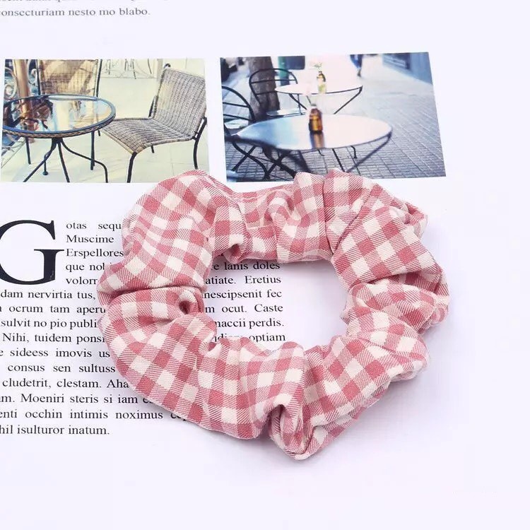 Mini scrunchies dây buộc tóc vải caro bản nhỏ - Mã SC050