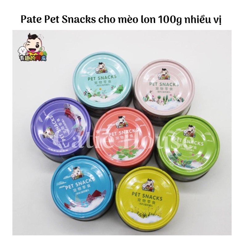 [Giao ngay HOẢ TỐC] Pate Pet Snacks cho mèo lon 100g nhiều vị - Pate lon cho mèo Pet Snacks 100g