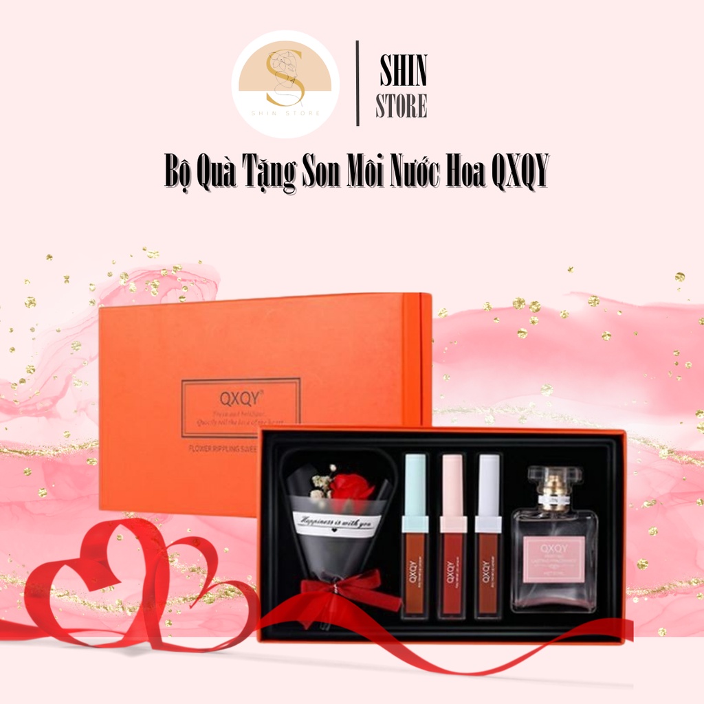 Bộ Quà Tặng Son Môi Nước Hoa QXQY Tặng bạn gái - Set combo quà tặng ngày lễ 20/10 dành cho bạn gái - Shin Shop