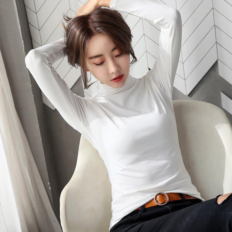 Áo Giữ Nhiệt Nữ Có Lót Nỉ Lông Cổ Cao 3 Phân Hàng Đẹp - Titifa Shop