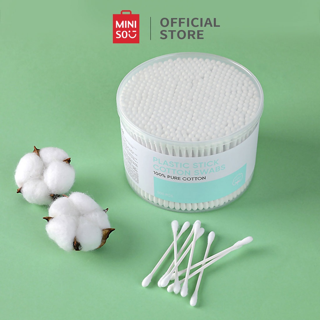 Bịch tăm bông đóng hộp trang điểm Miniso (500 pcs/hộp)