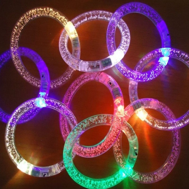 flowersqueen Vòng tay nhựa dạ quang có đèn LED phát sáng cho Halloween
