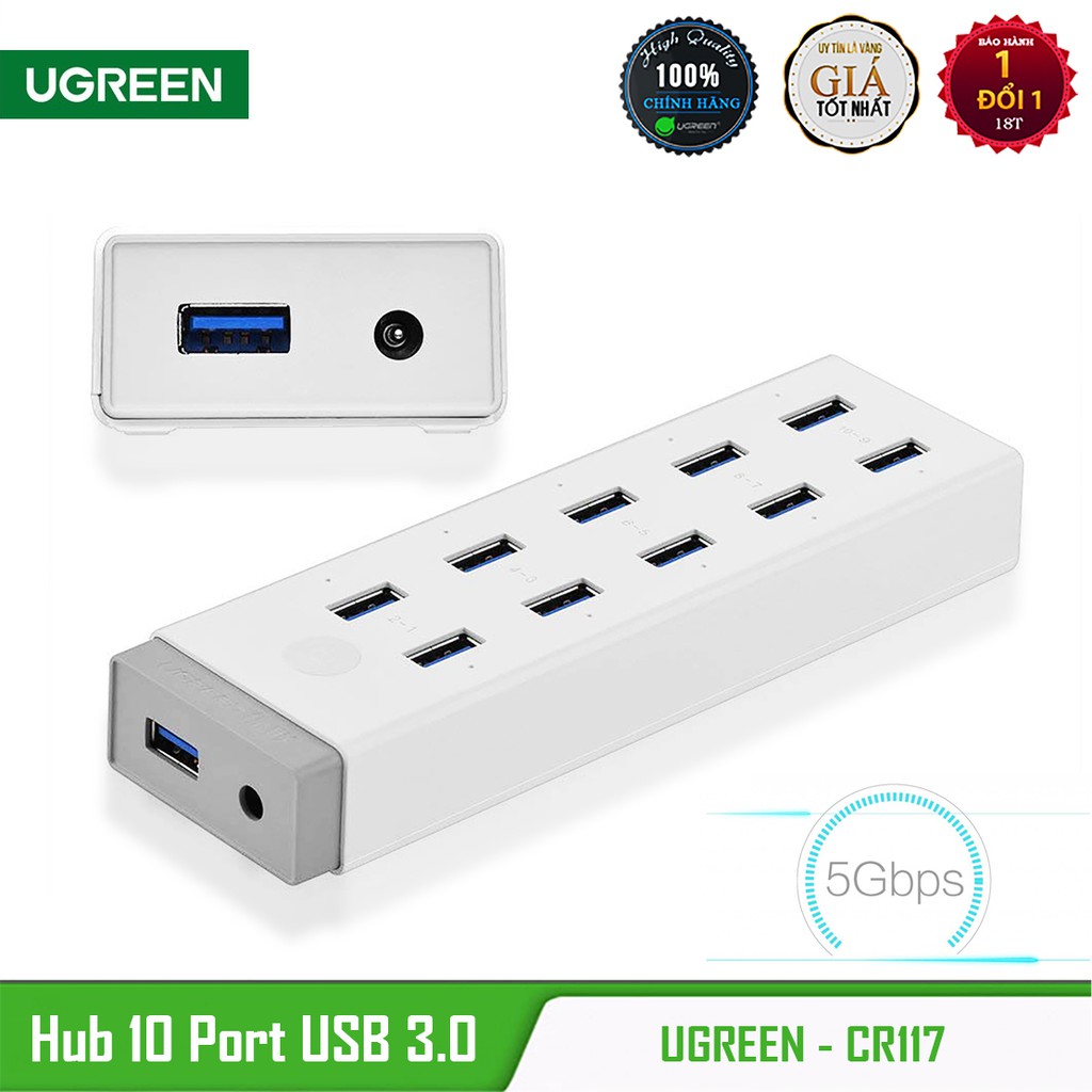 Bộ Chia 10 Cổng USB 3.0 Cao Cấp UGREEN