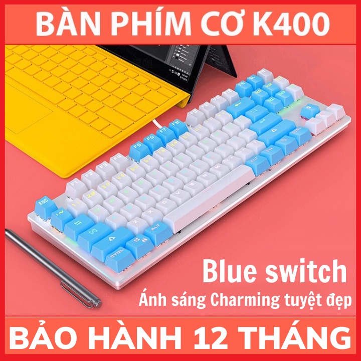 Bàn Phím Cơ K400 Led 10 Chế Độ Phím Cơ Blue Switch-Bảo Hành 12 Tháng