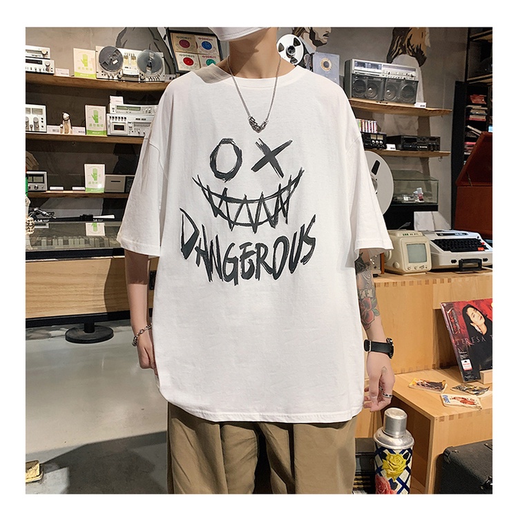 Áo Thun Tay Ngắn Dáng Rộng Phong Cách Hip Hop Hàn Quốc Cá Tính Cho Nam Size S-8Xl