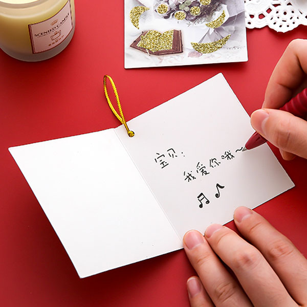 Thiệp chúc mừng mini bột vàng với dây buộc
