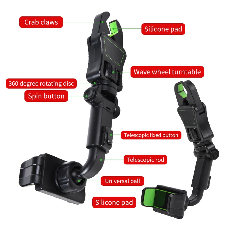 Giá Đỡ Điện Thoại GPS DVR Xoay 360 Độ Gắn Kính Chiếu Hậu Xe Hơi Tiện Dụng