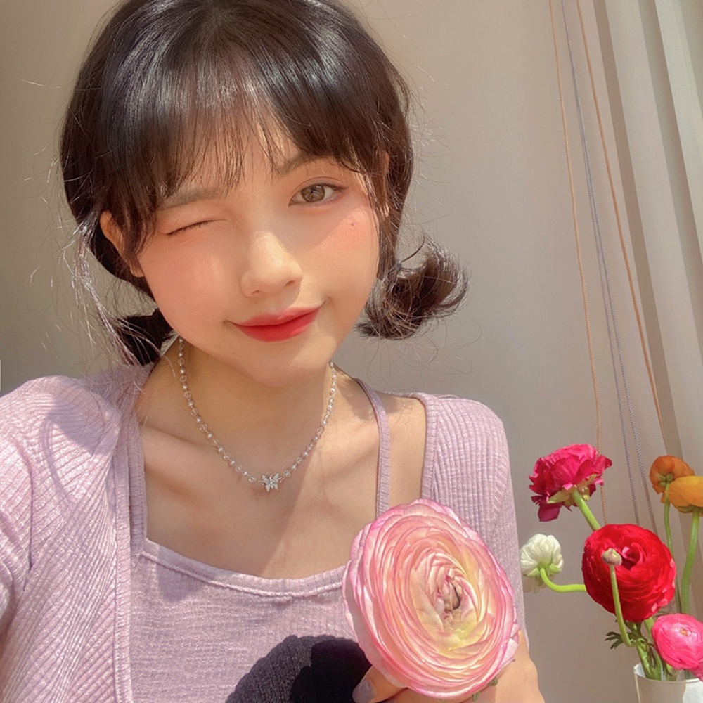 Vòng cổ Mặt Hình Bướm Đính Đá Pha Lê Phong Cách Hàn Quốc Quyến Rũ