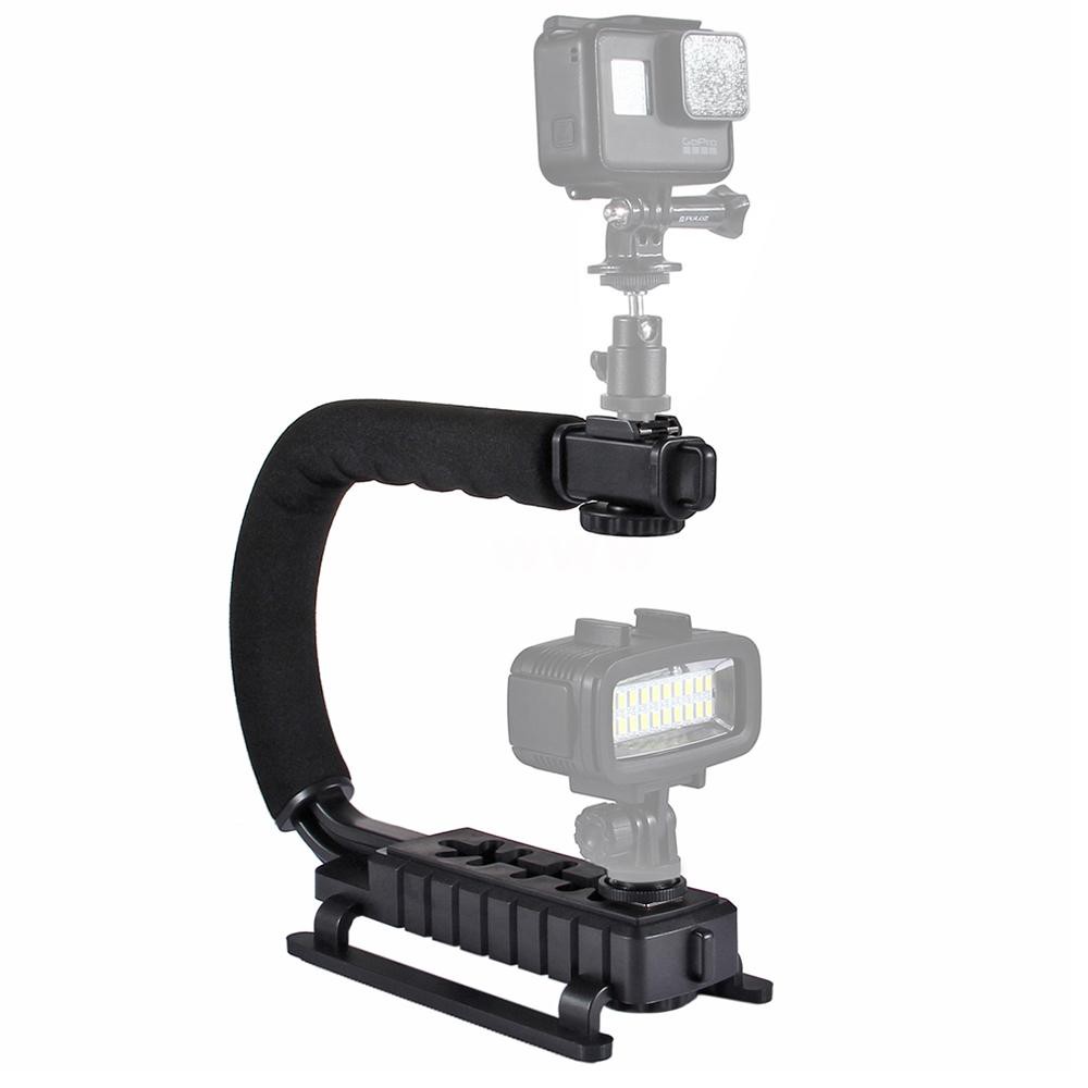 PULUZ PU3005 C-shaped Camera Bracket Video Handle DV Brackets Steadicam U Shape Stabilizer Grip Stabilizing Tool for DSLR DV Camera Enhance Stability of Video Filming