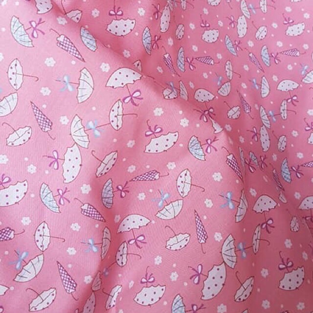 #V4🌂 VẢI TWILL HOẠ TIẾT CÂY DÙ MAY ĐỒ CHO DOLL, OBITSU, DIY, HANDMADE, QUILTING, SCRUNCHIES..