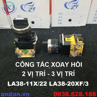 Công tắc xoay nhả 2 vị trí – 3 vị trí phi 22mm la38 , la38-11x/22 la38-20xf/3, công tắc xoay tự hồi 2 3 vị trí