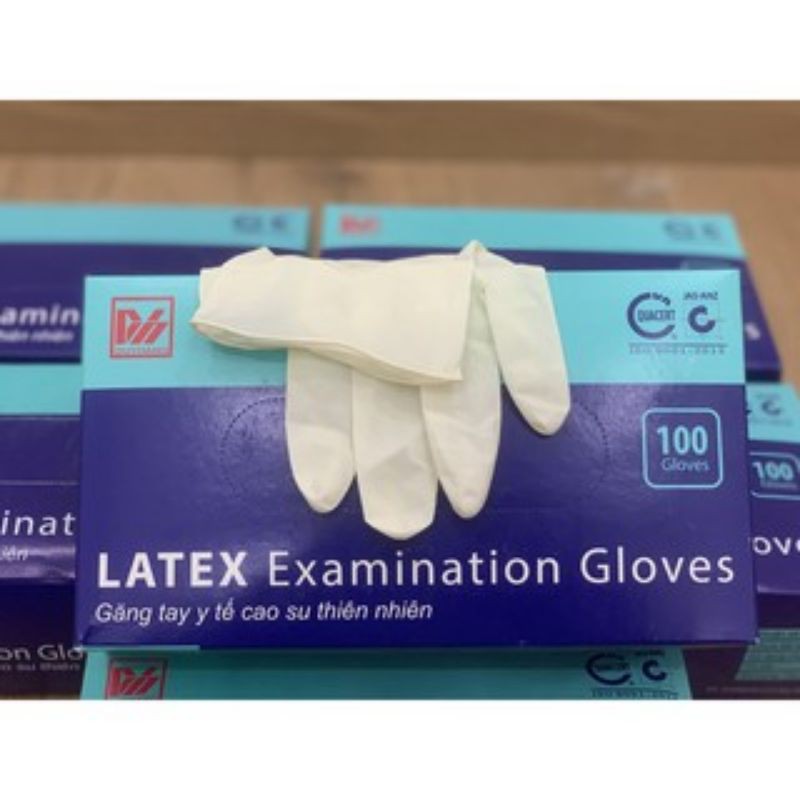 Thùng 10 Hộp Găng tay cao su y tế Latex có bột Duy Hàng Size XS,S,M,L