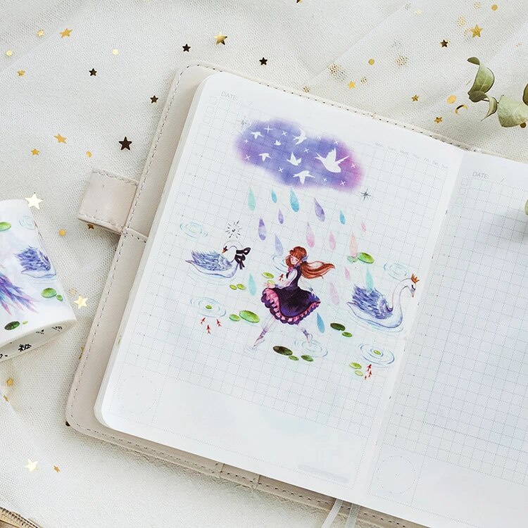 Enjoymore 62cm Băng Dán Lotus Dễ Thương Washi Tape Trang Trí DIY Sổ tay Scrapbook, Bullet Journal Băng Keo