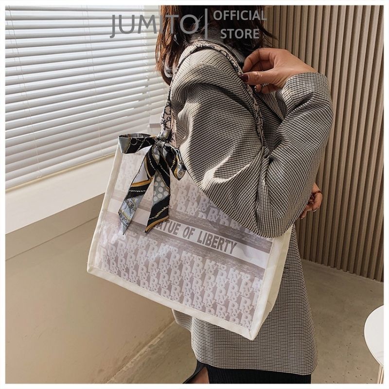 Túi xách nữ đeo vai cầm tay bản vải chống thấm họa tiết thắt nơ hot trend 2022 JUMITO T1.032.TR