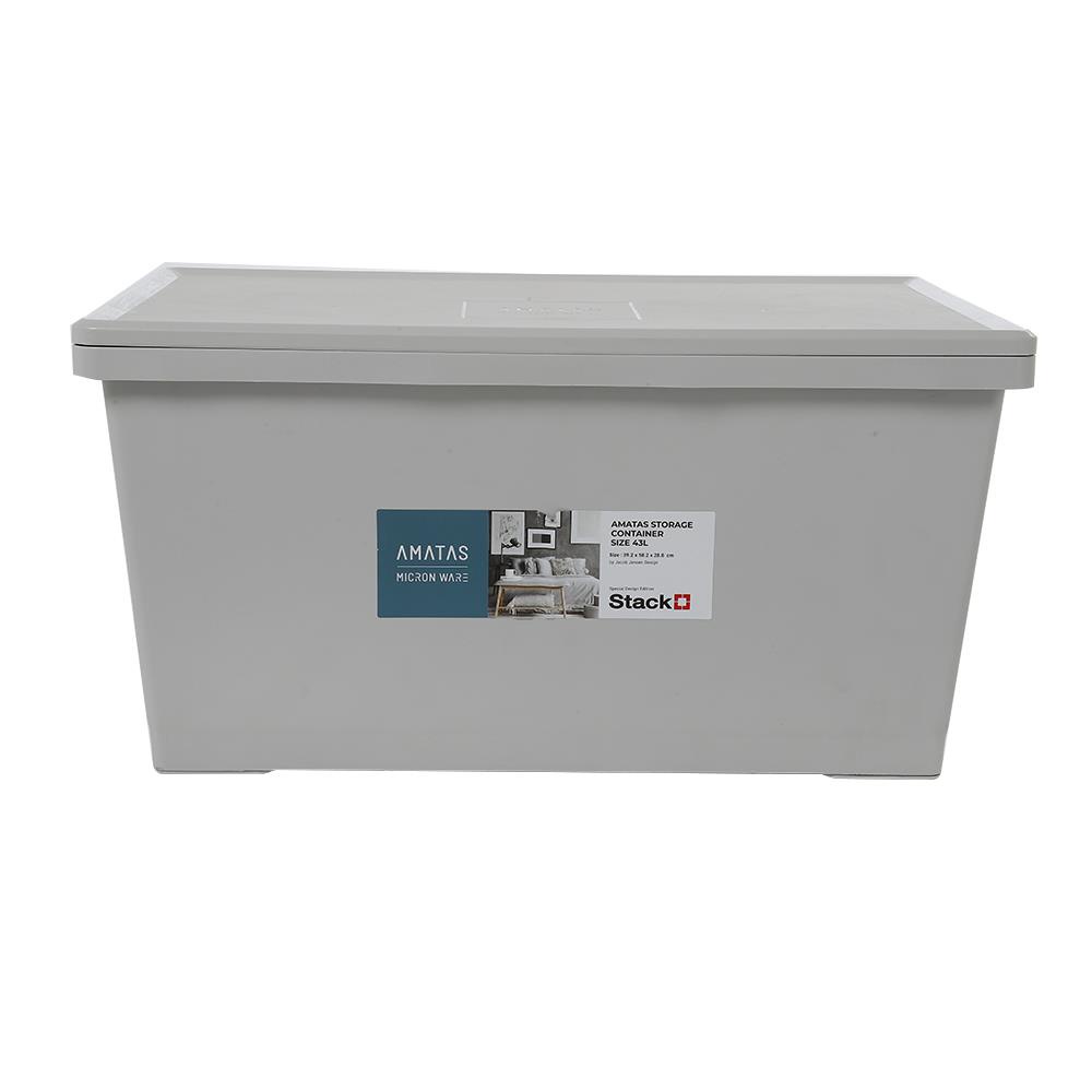 HomeBase STACKO Hộp đựng đồ bằng nhựa Thái Lan AMATAS 43L 39.2X58.2X28cm màu xám