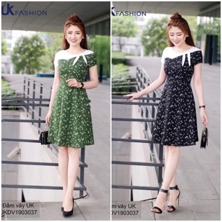 Đầm xoè sóng ngực buộc nơ V312