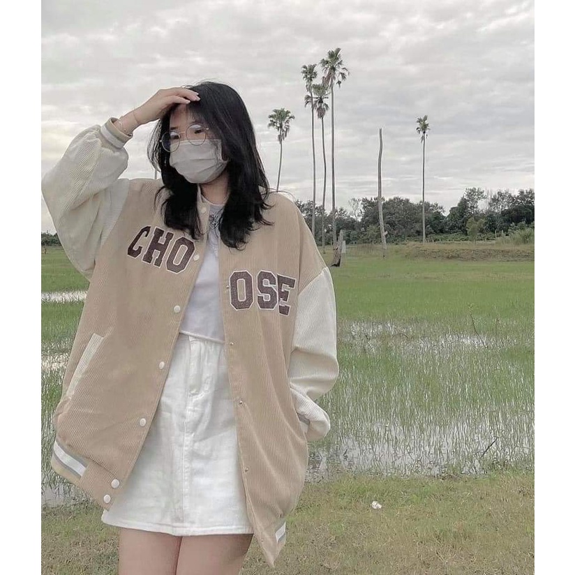 Áo Bomber Nhung Tăm/ Áo Khoác Bomber CHOOSE Form Rộng Unisex Nam Nữ- Sỉ Lẻ Toàn Quốc