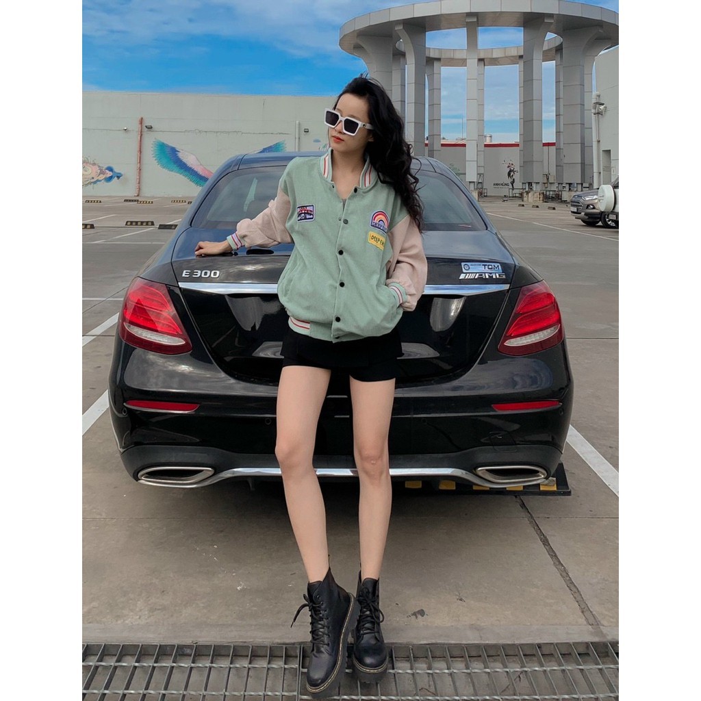 Áo Khoác Bomber Unisex Chất Nhung Tăm Form Rộng Thêu Deep End Phong Cách Ulzzang | BigBuy360 - bigbuy360.vn