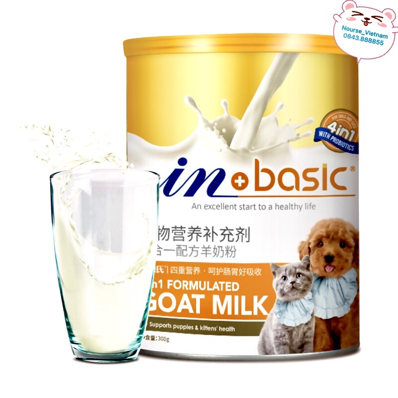 Sữa dê InBasic cung cấp dinh dưỡng cho chó mèo - Goat Milk (300gr)