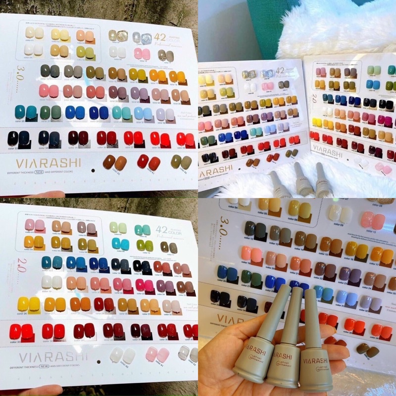 Sét sơn gel  viarashi 42 màu tặng kèm cặp base top + bảng màu