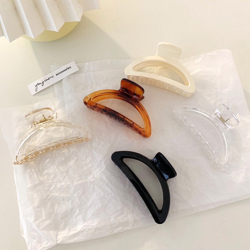 Kẹp Tóc Càng Cua Hình Bán Nguyệt Lớn Bằng Nhựa Acrylic Phong Cách Cổ Điển Thời Trang