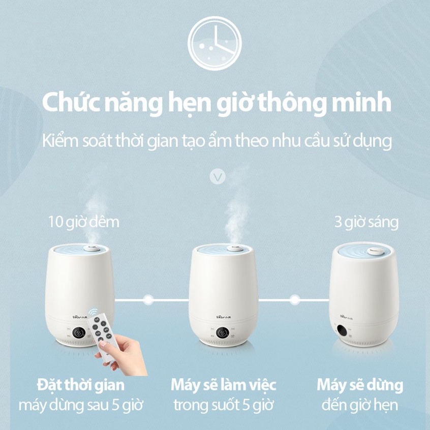 Máy phun sương tạo ẩm không khí mini cầm tay Bear (Bản Quốc Tế) JSQ-C50Q1 dung tích 4,5L công suất lớn, không ồn. BH18th