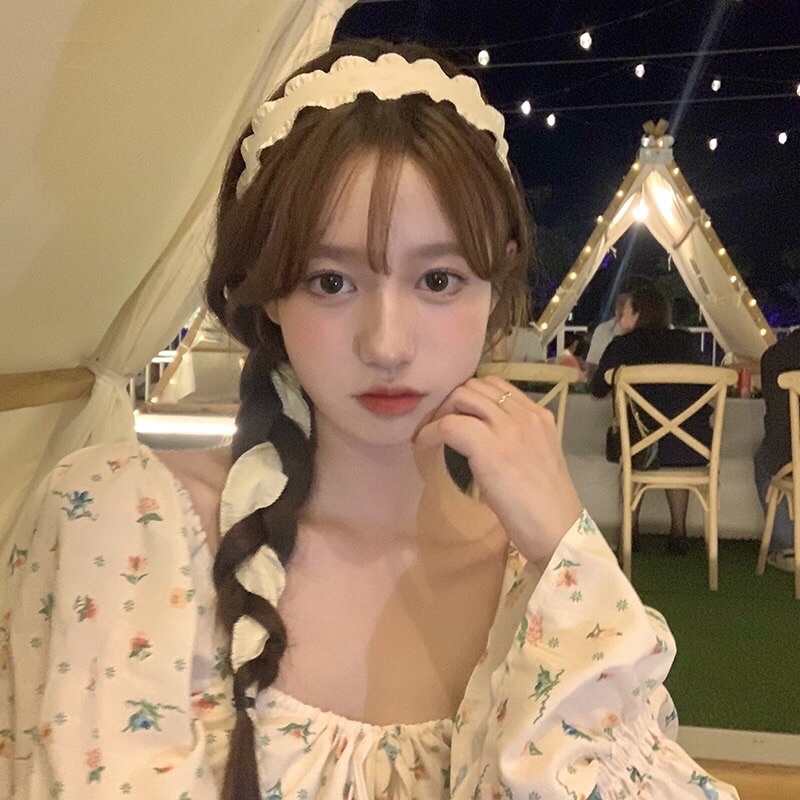 Băng đô ruy băng viền bèo thời trang nữ