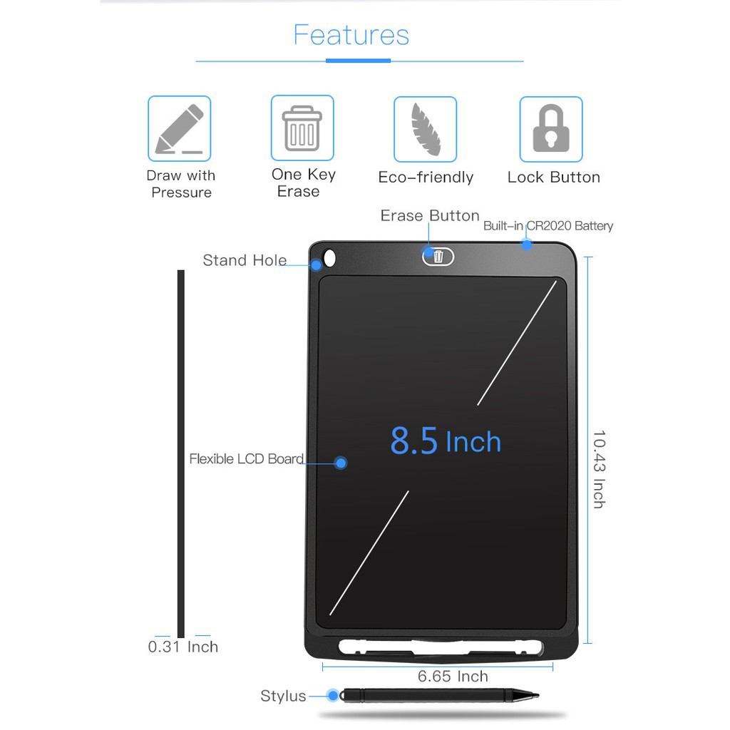 [Bé làm hoạ sĩ] Bảng vẽ điện tử màn hình LCD - Nút tự xóa thông minh