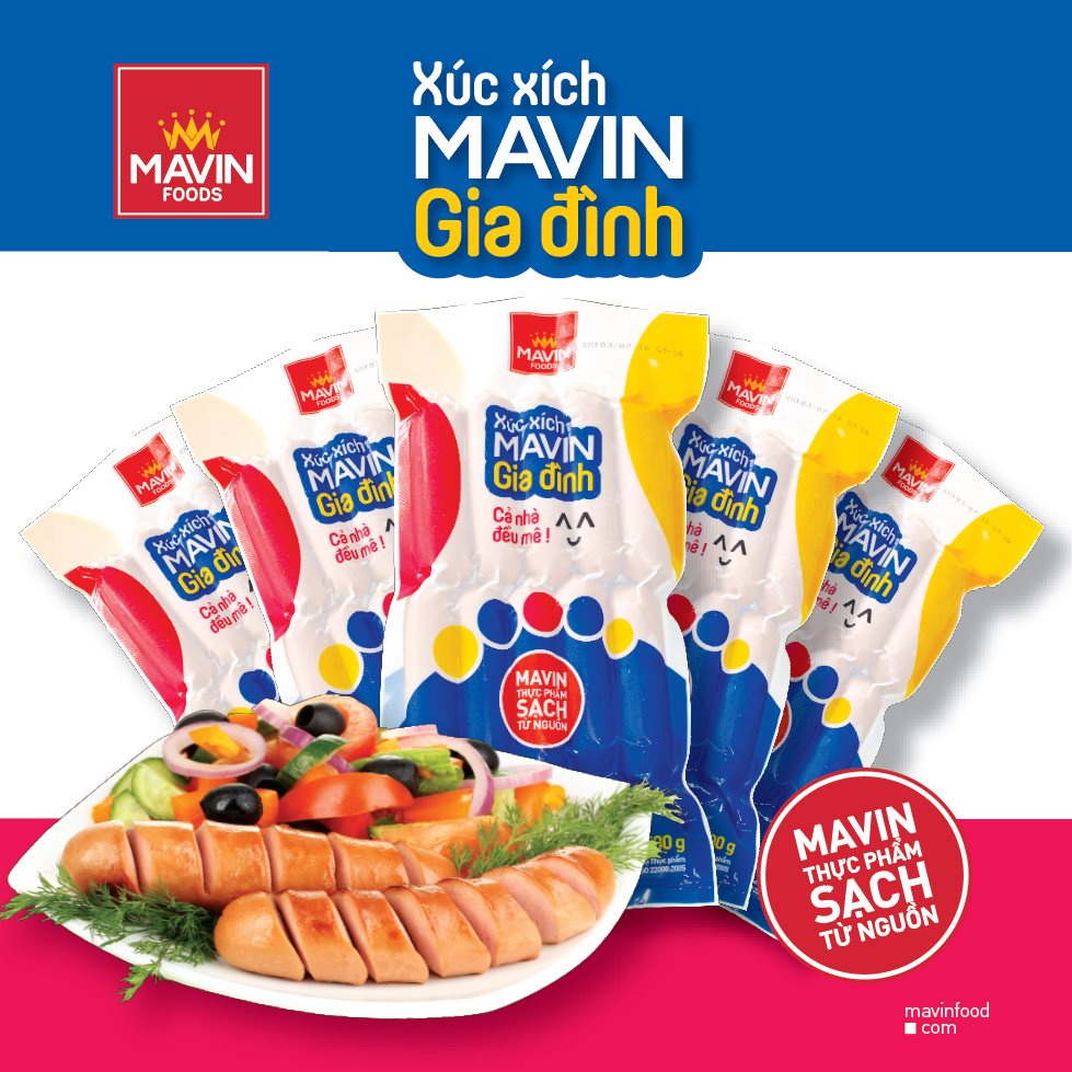 Đồ xiên nướng, chiên rán, ăn vặt - Xúc Xích MAVIN GIA ĐÌNH túi 500g - [ GIAO HÀNG TRONG NGÀY TẠI HÀ NỘI] Rẻ vô địch