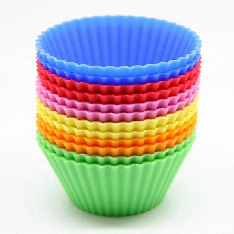 Khuôn Làm Bánh Bằng Silicon Đường Kính 7cm Có Thể Tái Sử Dụng Với Màu Sắc Ngẫu Nhiên