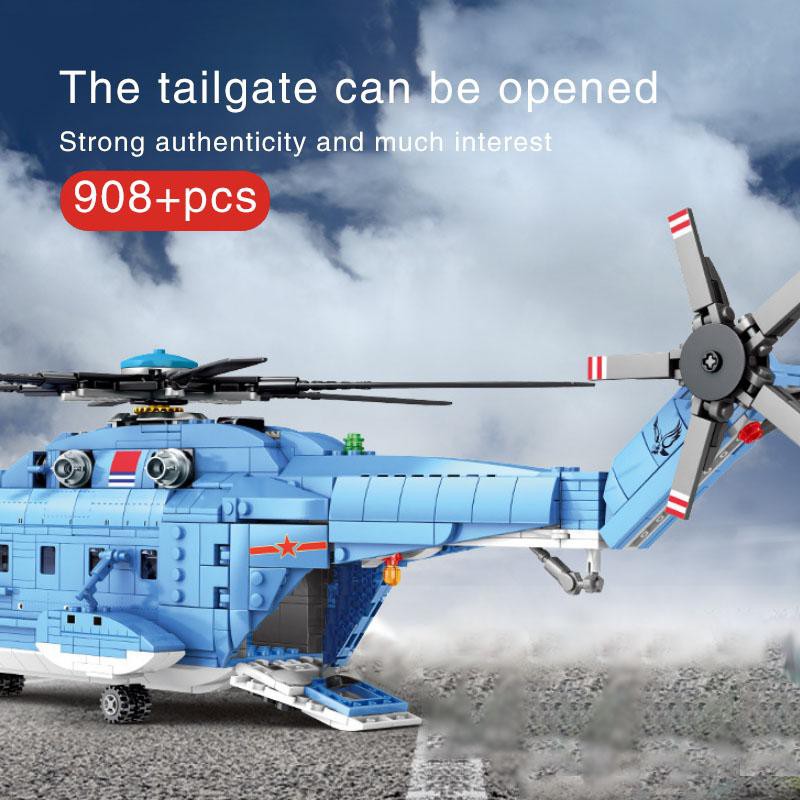 （CÓ SẴN）Đồ chơi lắp ráp mô hinh Sembo 202051 Z-18 Utility Helicopter  Máy Bay Trực Thăng quân sự Z-18