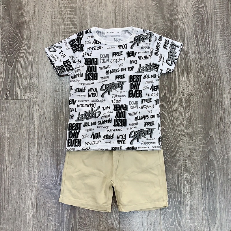 Bộ áo cotton quần thô hình mỏ neo