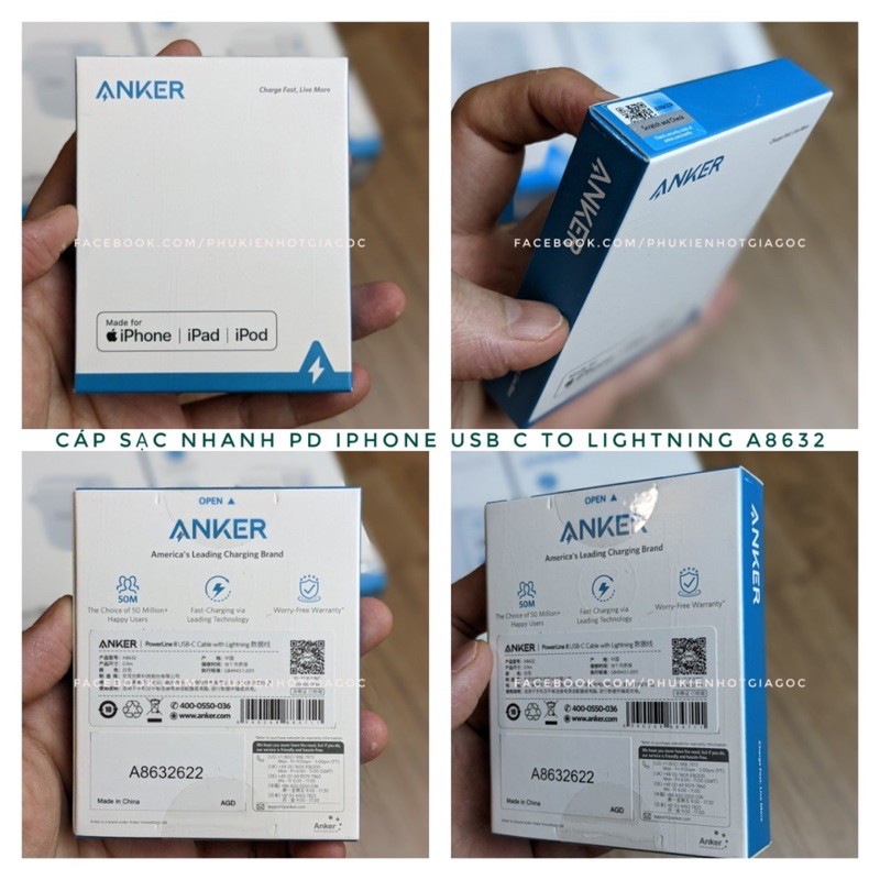 (New fullbox) Cốc PowerPort PD+2 2 cổng( Sạc nhanh 20W + IQ 2 - A2636 )/ Sạc Anker PD 33W (PowerPort PD + IQ 2 - A2626 )