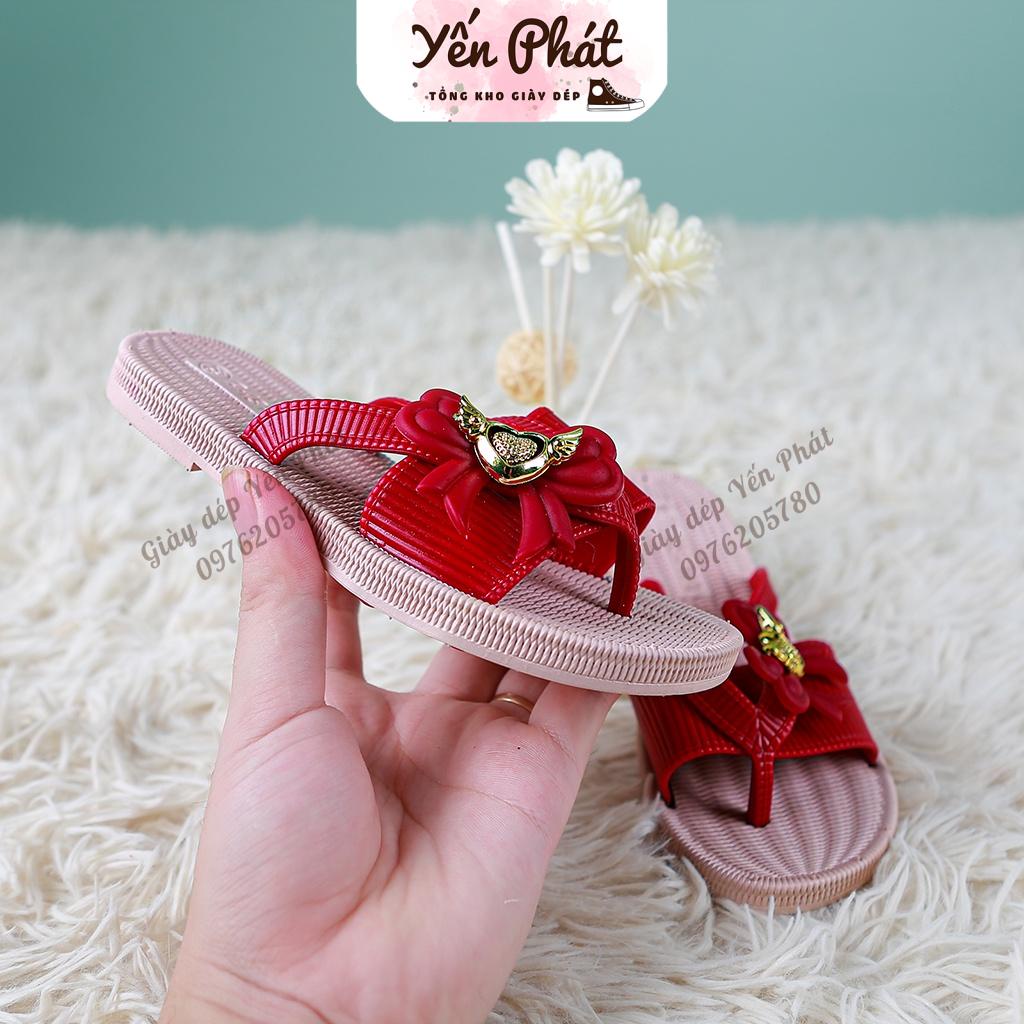 Dép Kẹp Cho Bé Gái Quai Nơ Đế Cói Chống Trơn Trượt Form Chuẩn