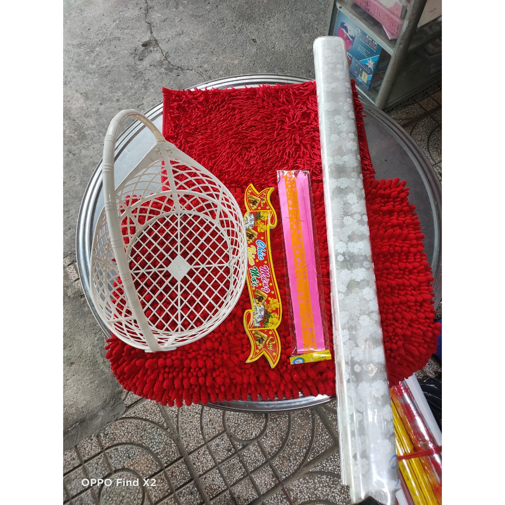 Giỏ gói quà tết đầy đủ, khay vuông gói quà