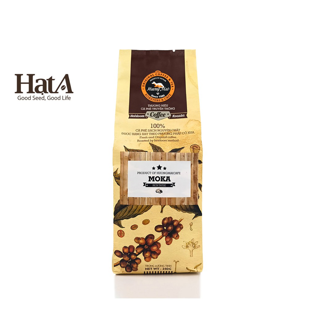 Cà phê rang xay Hương Mai Cafe Moka Rich Taste hạt Arabica nguyên chất 100% 250g