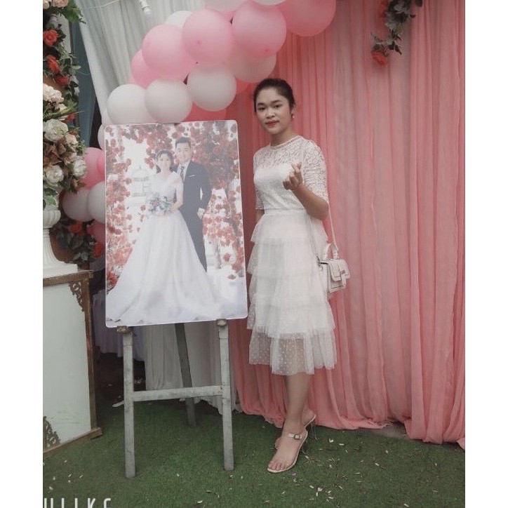 Đầm ulzzang phối ren nhiều tầng tay lửng | BigBuy360 - bigbuy360.vn