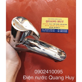 Vòi lavabo lạnh dấu hỏi - Loại chuẩn thân lớn & dài, chất liệu đồng thau xi inox, khắc chữ trên tay (Có clip test nước)