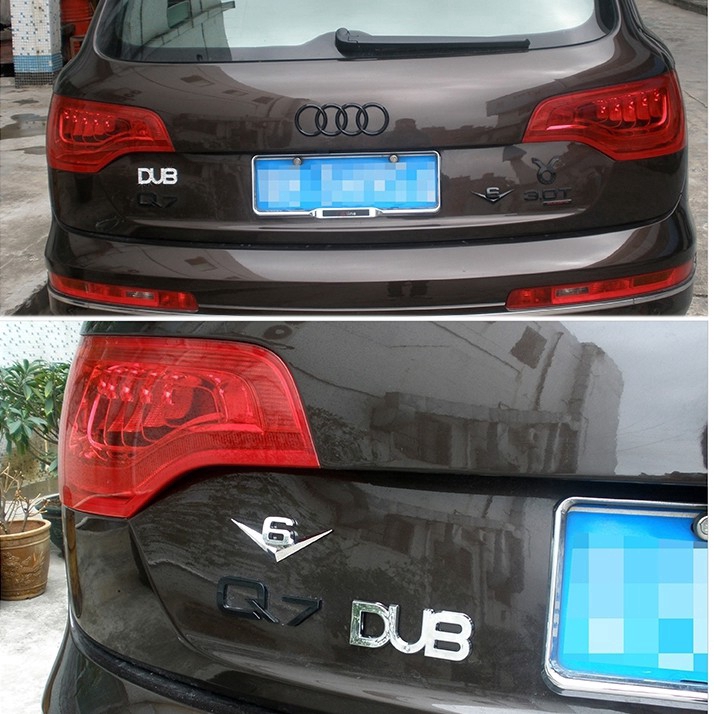 Miếng dán logo kim loại kiểu chữ V6 V8 gắn lưới tản nhiệt xe hơi