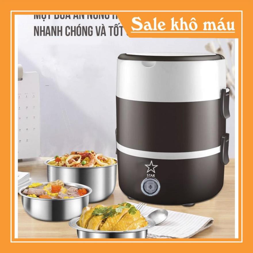 Hộp Cơm Cắm Điện 3 Tầng, Giữ nhiệt, Hâm Nóng Nhanh Thức Ăn, Inox Vỏ Nhựa Chịu Nhiệt Tốt An Toàn