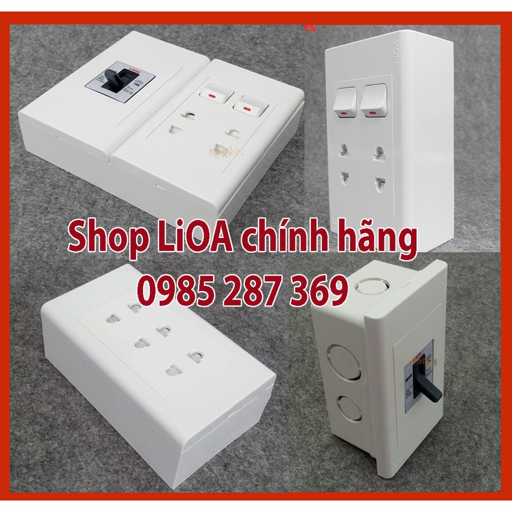 Combo ổ cắm điện LiOA có công tắc và cầu dao chống quá tải LẮP NỔI TƯỜNG [đã bao gồm đế]. Hàng chính hãng