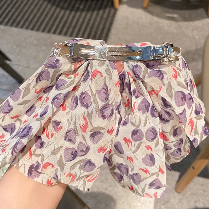 Kẹp Tóc Đuôi Ngựa Ruy Băng Cỡ Lớn In Họa Tiết Hoa / Bướm Thời Trang Hàn Quốc Cho Nữ