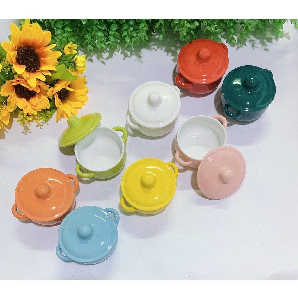 Chén bát ăn dặm gốm sứ cho bé,bát có nắp nhỏ 140ml