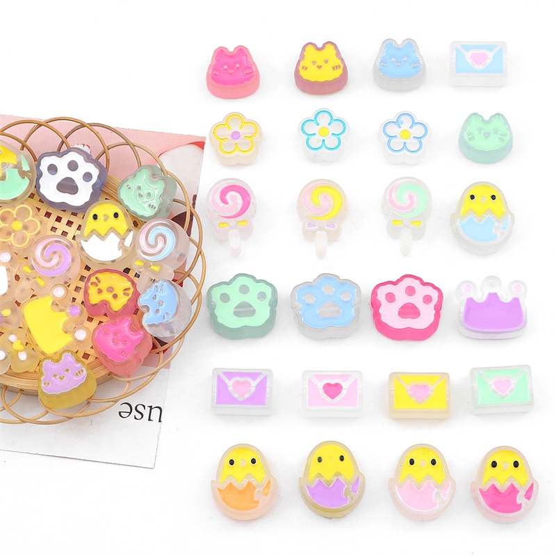 Hạt xỏ BEADIA bằng nhựa acrylic màu đỏ nhiều kiểu dáng dễ thương dùng làm trang sức diy