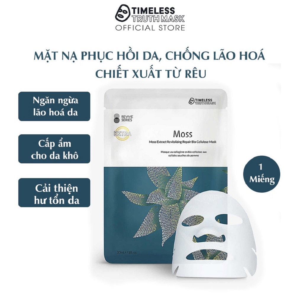 Mặt nạ phục hồi da, chống lão hoá chiết xuất từ Rêu Timeless Truth Mask - Moss Extract (Hộp 3 miếng x 30ml)